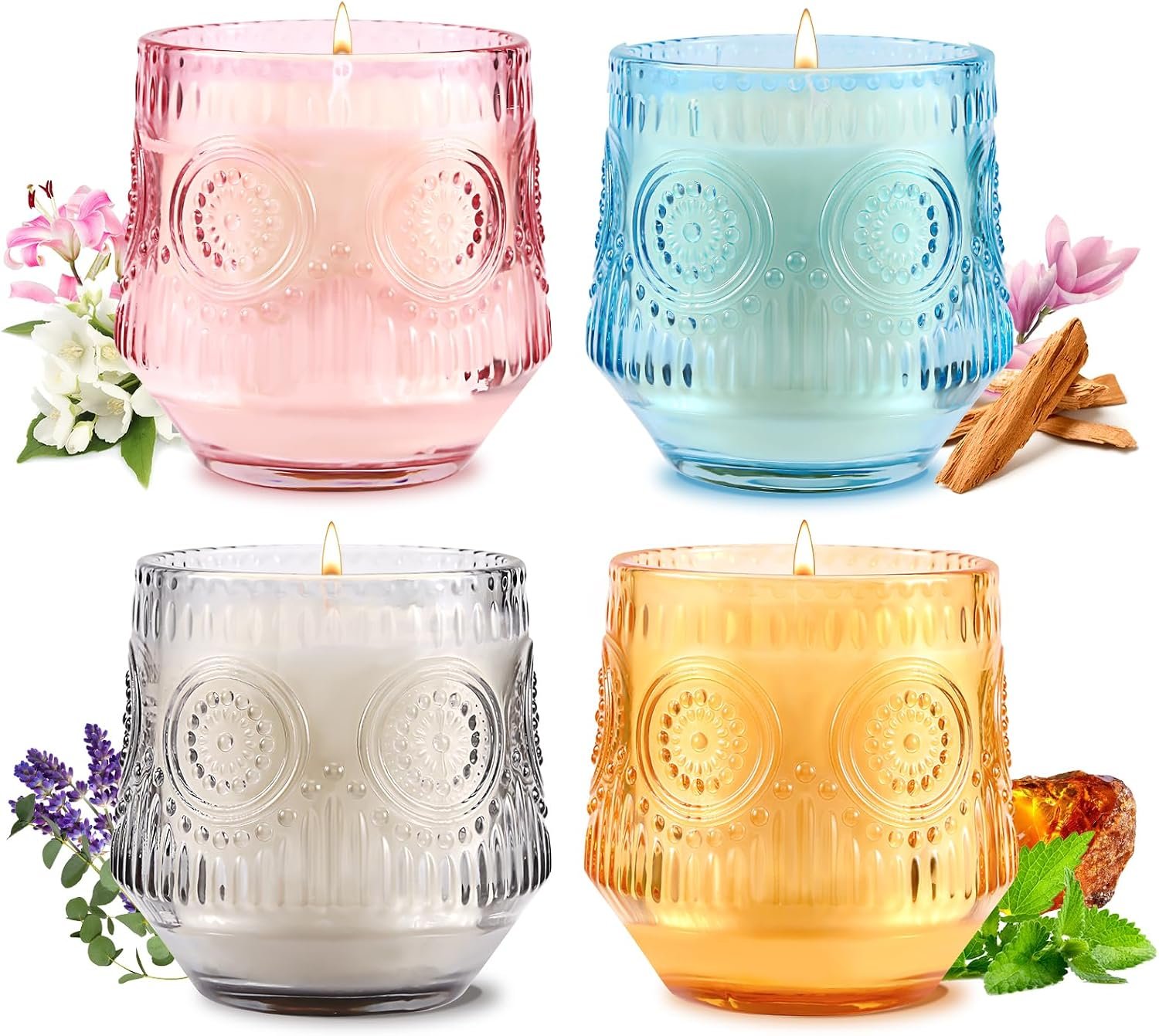 71Q9hq0XYAL._AC_SL1500_.jpg 4 Pack Scented Candles for Home | Mother's Day Gifts Candle Set Gift, Soy Candles for Home Scented, Candle Gifts for Women | Jasmine Lily,Lavender Eucalyptus,Sandalwood,Patchouli - Image 1
