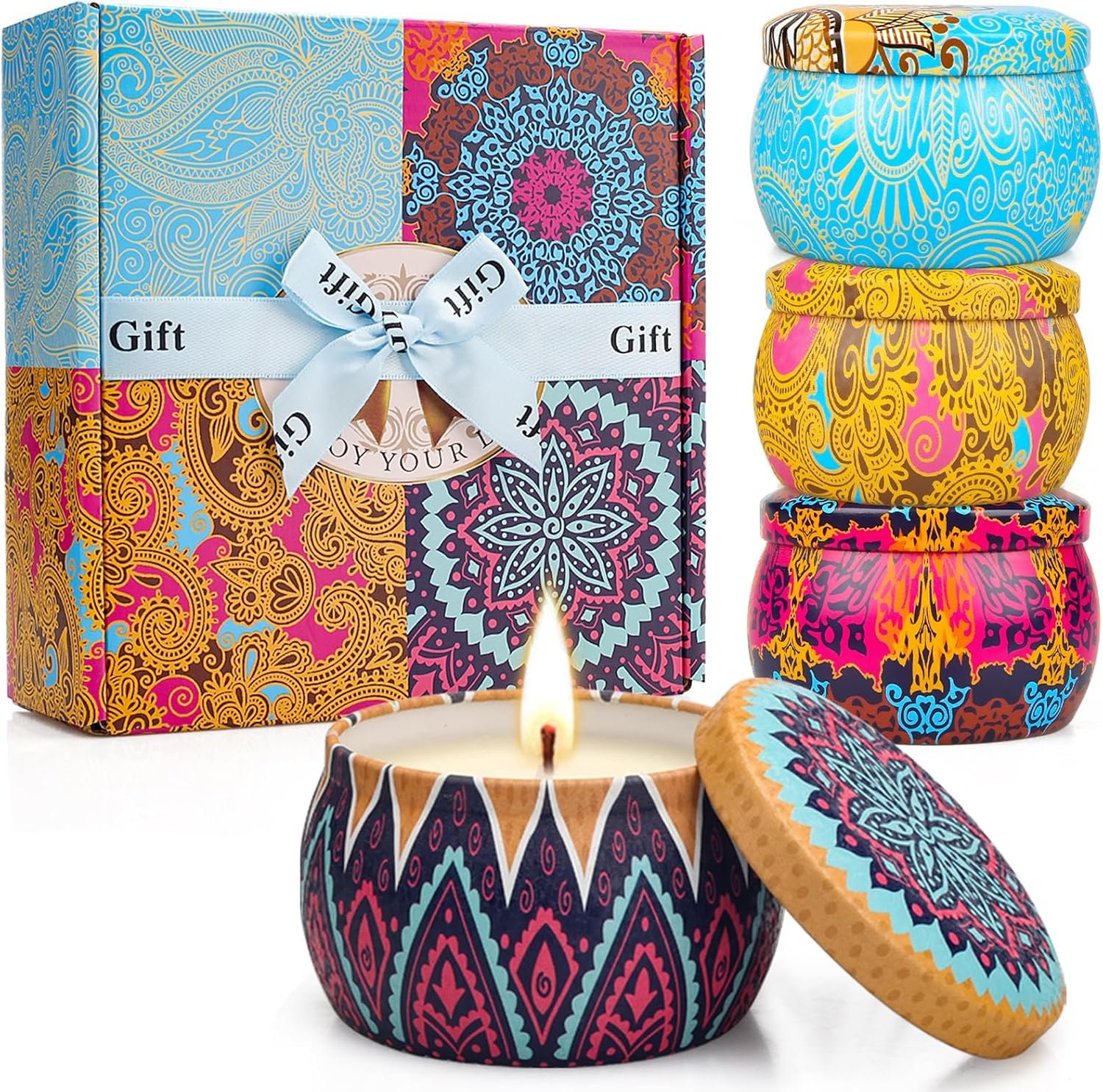 81IU13qllPL._AC_SL1500_.jpg Valentine's Day Scented Candle Gift Set - 4 Pack Long-Lasting Scented Soy Wax Candles with Fig, Lemon, Spring & Lavender, Aromatherapy Candle for Gifts & Spring Home D??cor - Image 1