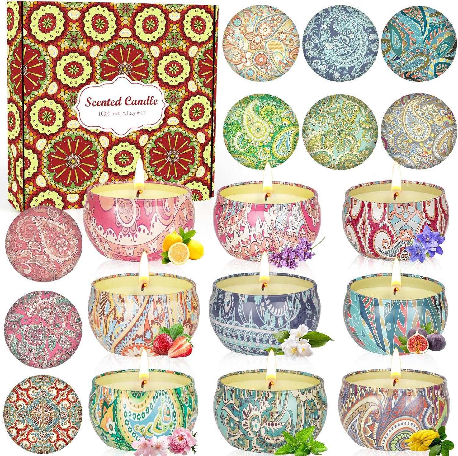 91t2KQMvKL._AC_SL1500_.jpg 9 Pack 22.5oz in Total Scented Candles Gifts for Women,140-160 Hours Home Scented Candles,Aromatherapy Candle Gifts Set, Soy Wax Candles for Christmas Day, Birthday, Mothers Day, Valentine's Day - Image 1